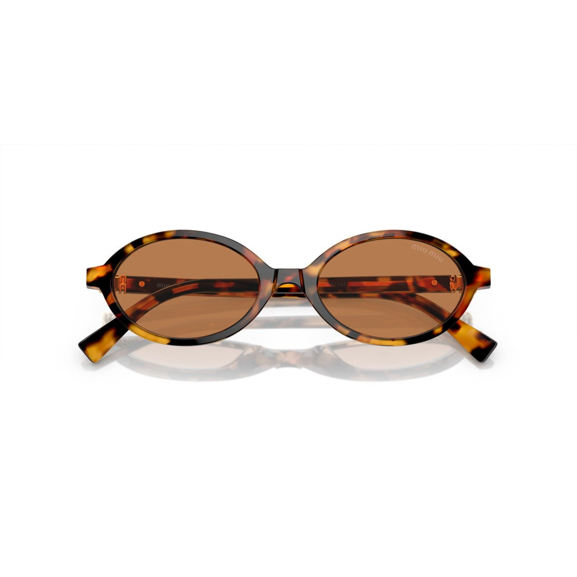 Miu Miu Tortoiseshell Acetate Oval Sunglasses With Gold Accents