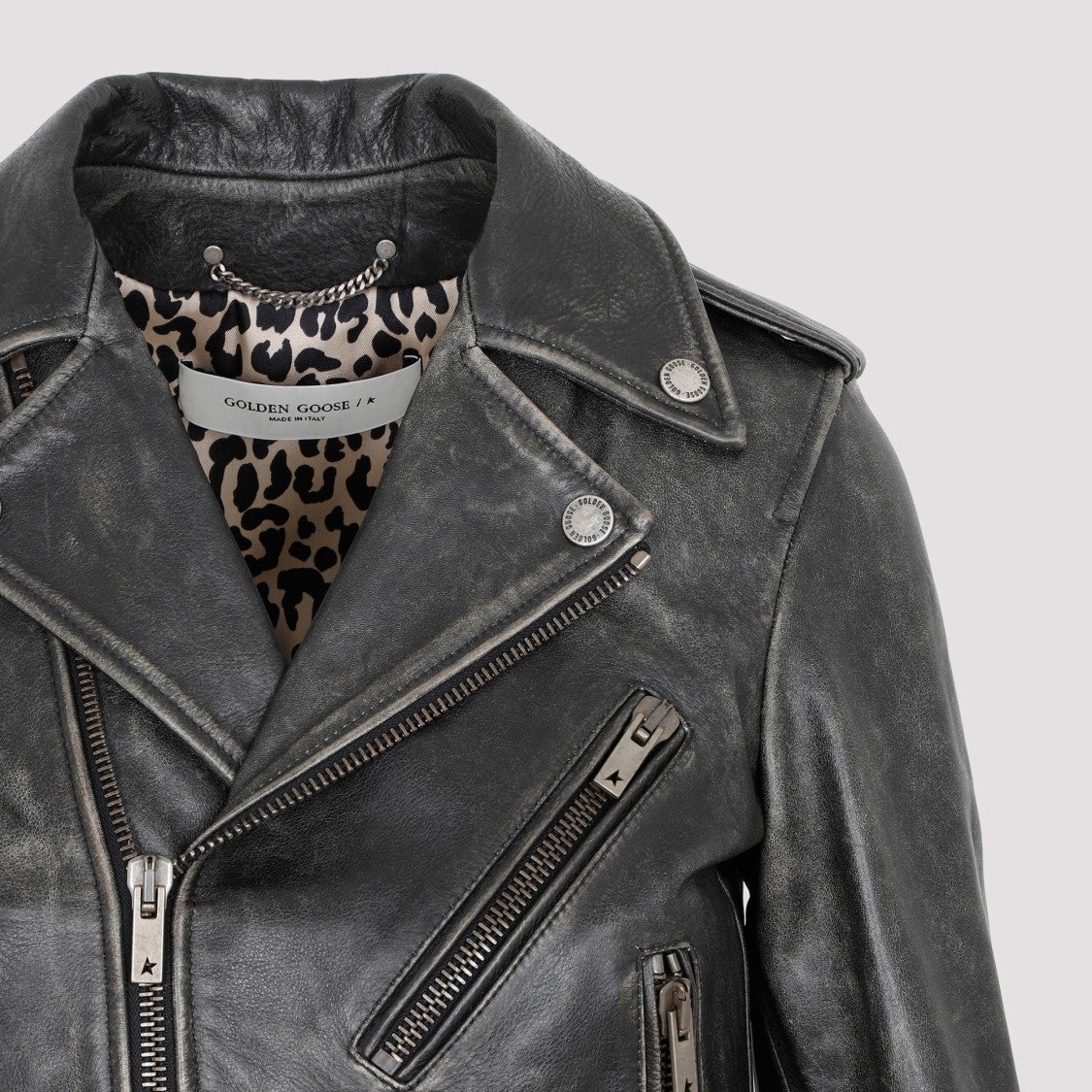 Golden Goose Black Leather Biker Jacket