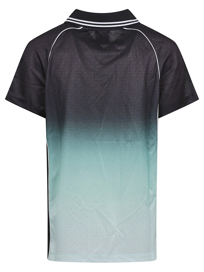 Casablanca Gradient V-Neck T-Shirt With Geometric Pattern