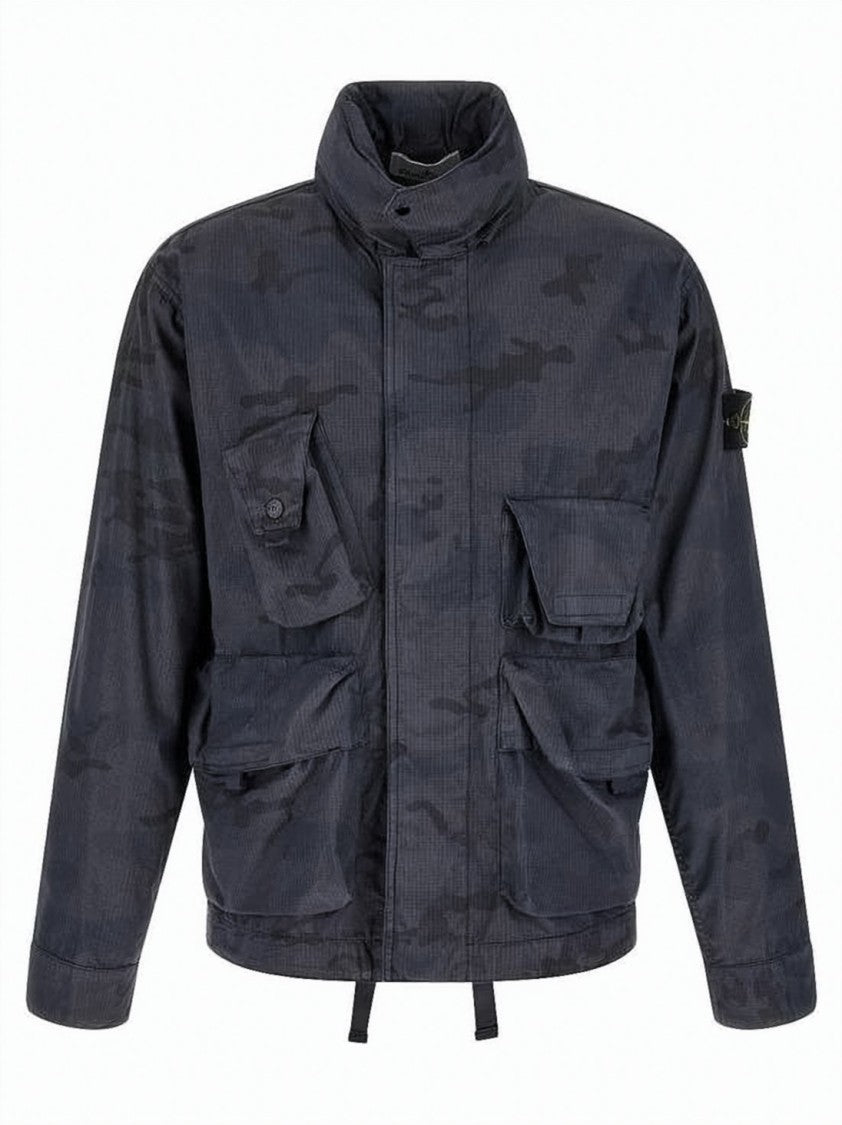 Stone Island Utility-Enhanced High Collar Jacket With Ripstop Texture