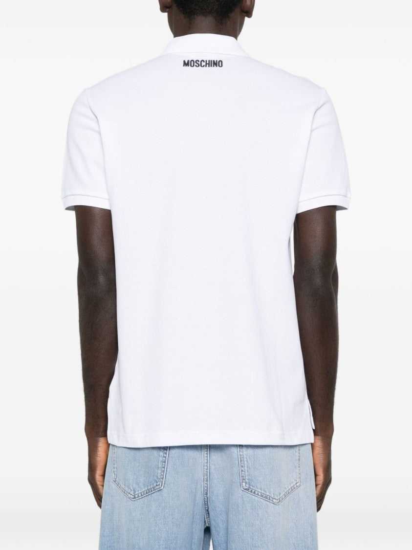 Moschino White Minimalist Silk Nylon Blend Polo
