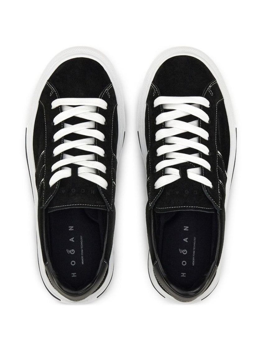 Hogan Black Suede And Leather Sneakers