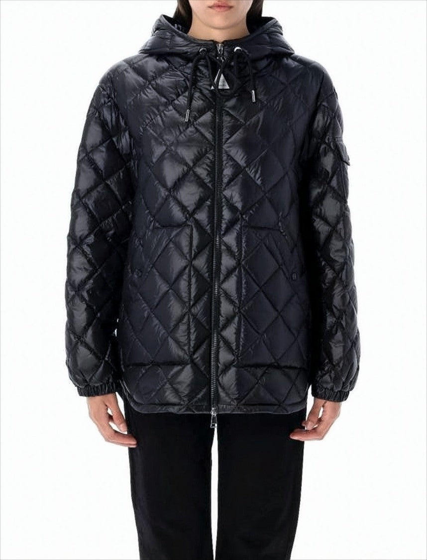 Moncler Quilted Black Down Coat With Hood