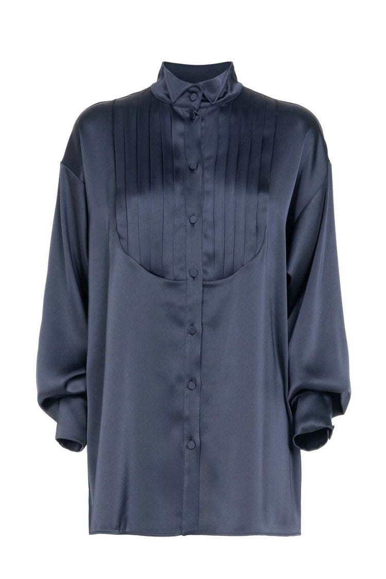 Les Filles D'eva Navy Silk Blouse