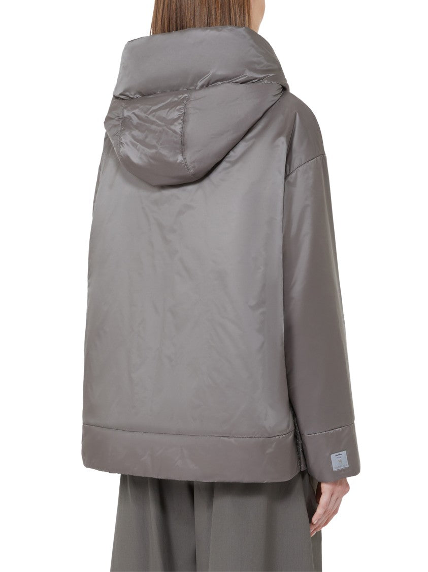 Max Mara Relaxed Anthracite Jacket With Hood And Zip Closure