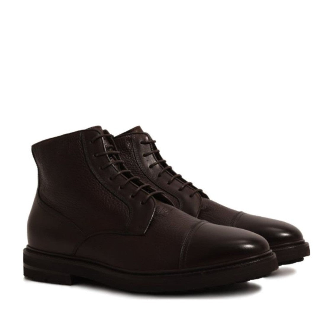 Henderson Brown Cap-Toe Deer Leather Lace-Up Boots