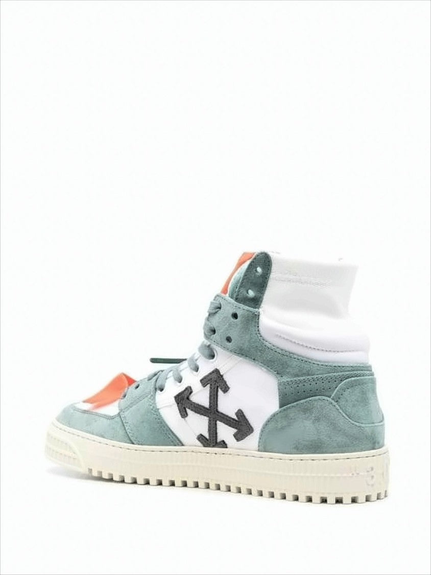 Off-White High-Top Sneakers With Arrow Logo And Textured Sole