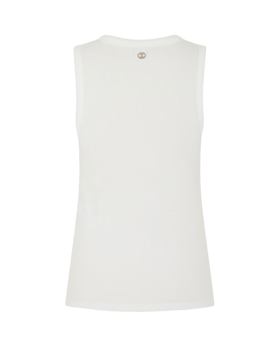Rabanne Sleeveless Top With Crew Neckline And Metallic Logo Detail