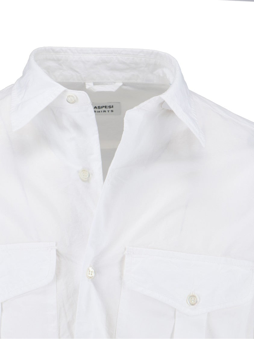 Aspesi White Button-Down Shirt With Structured Collar