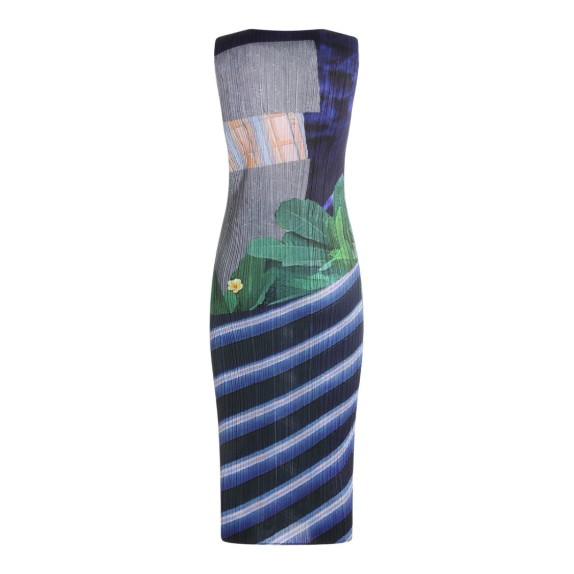 Issey Miyake Pleats Please Fitted Midi Dress With Pleated Texture