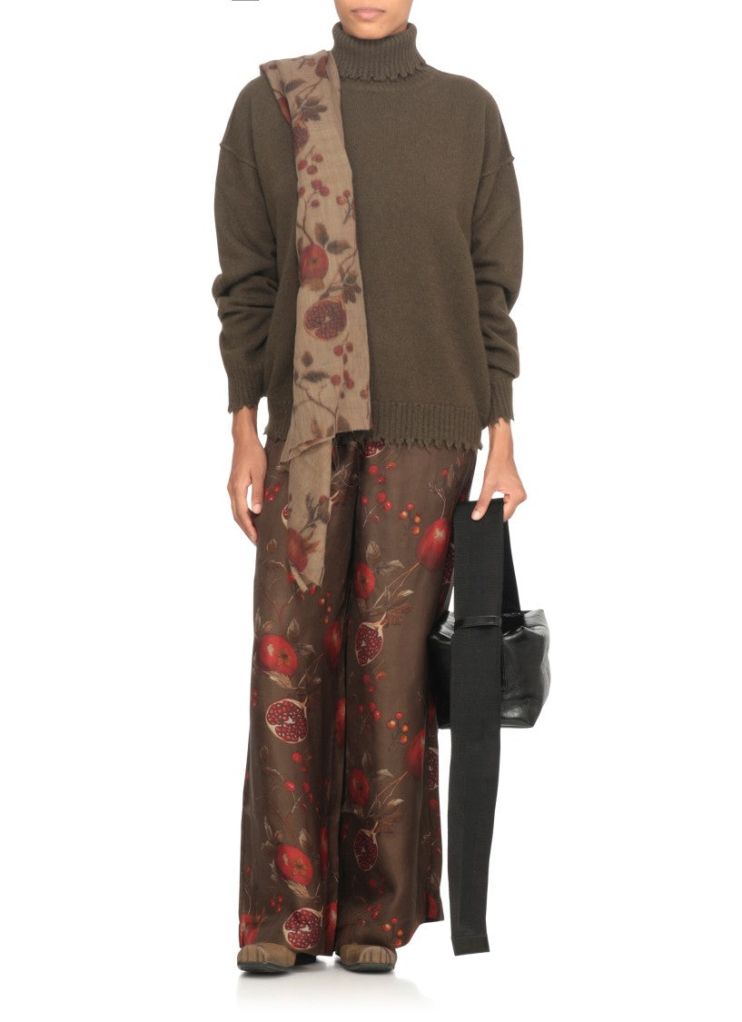 Uma Wang High Neck Cashmere Sweater With Distressed Hem