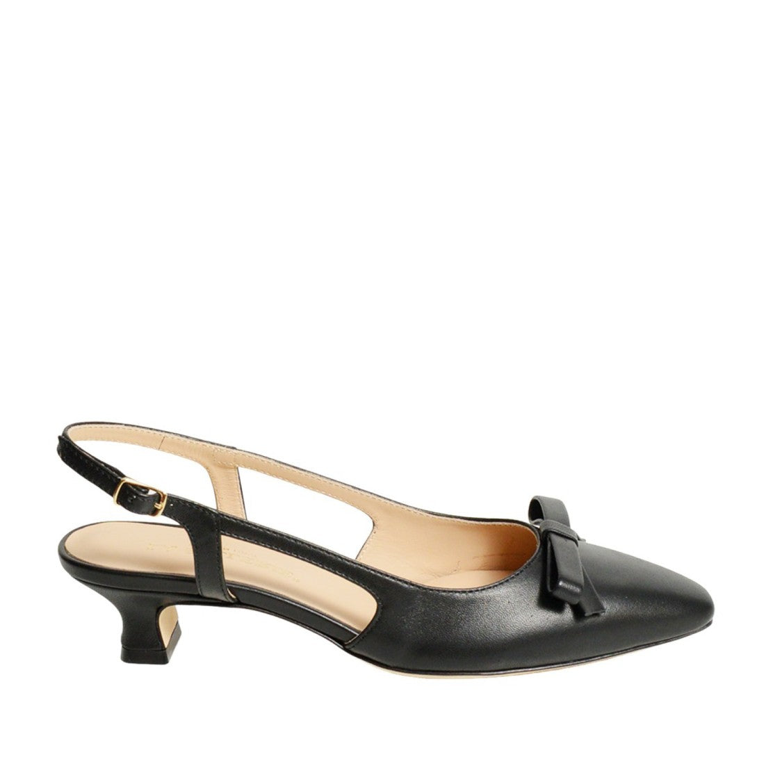 La Sellerie Slingback In Nappa Nera Con Nodino Sullo Scollo