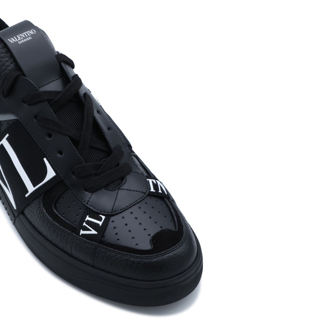 Valentino Garavani Textured Leather Graphic Strap Sneakers