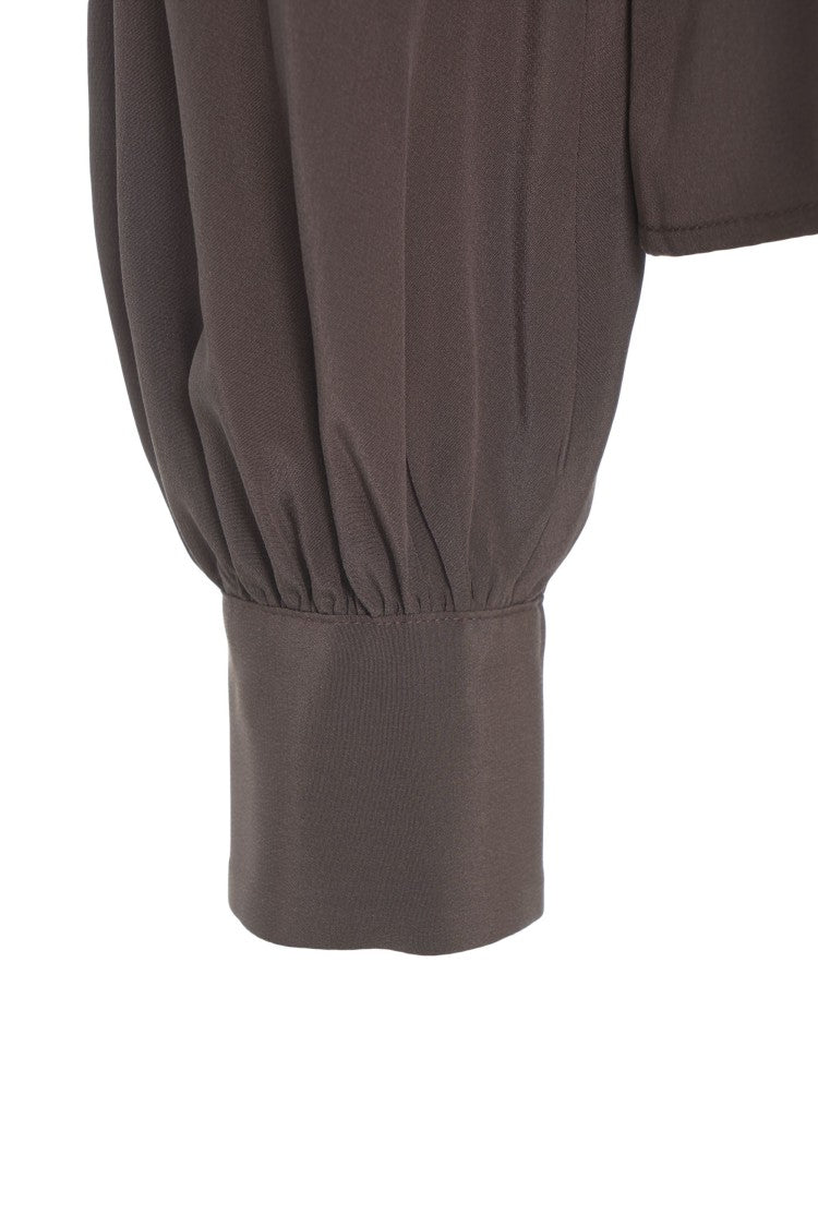 Himon's Fluid Soft Fabric Blouse With Ruffle Details