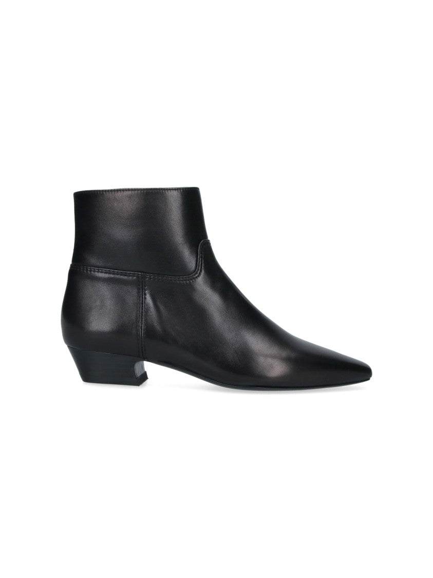 Stuart Weitzman Black Stassi Pointed-Toe Leather Boots