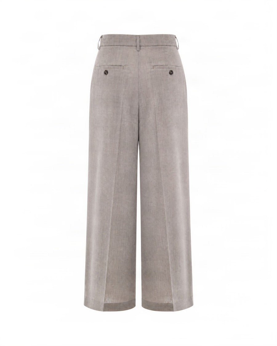 Max Mara Pure Virgin Wool Double Pleated Wide-Leg Trousers