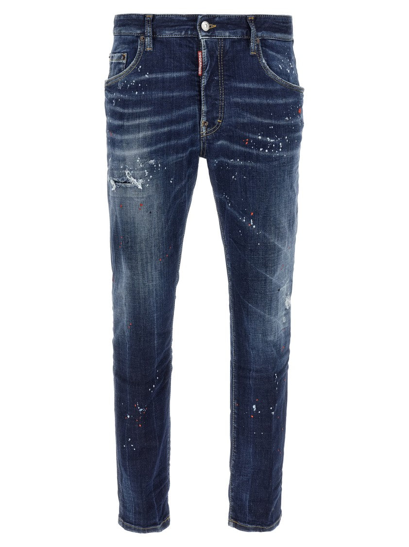 Dsquared2 Distressed Stretch Cotton Denim Jeans With Vintage Appeal