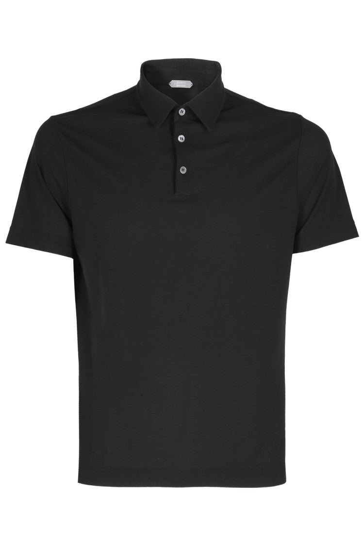 Zanone Ice Cotton Slim Fit Black Polo Shirt