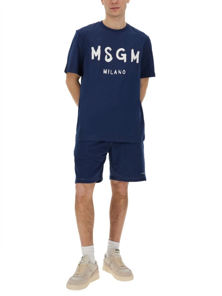 Msgm Bermuda Shorts With Embroidered Logo