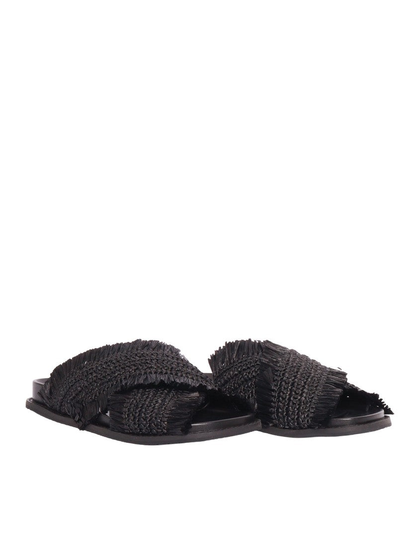 Michael Kors Black Peyton Crisscross Flat Sandals