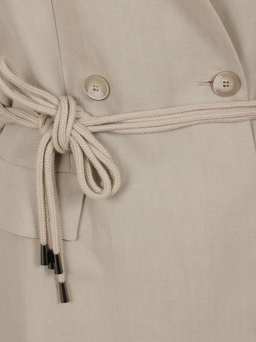 Antonelli Firenze Tailored Beige Waistcoat With Double-Breasted Closure And Rope Belt