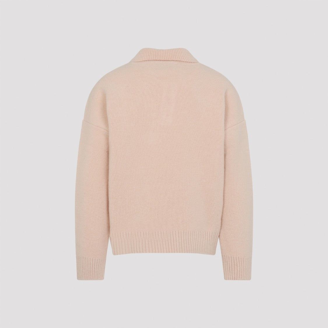 Ami Pink Alpaca And Wool Blend Polo Sweater