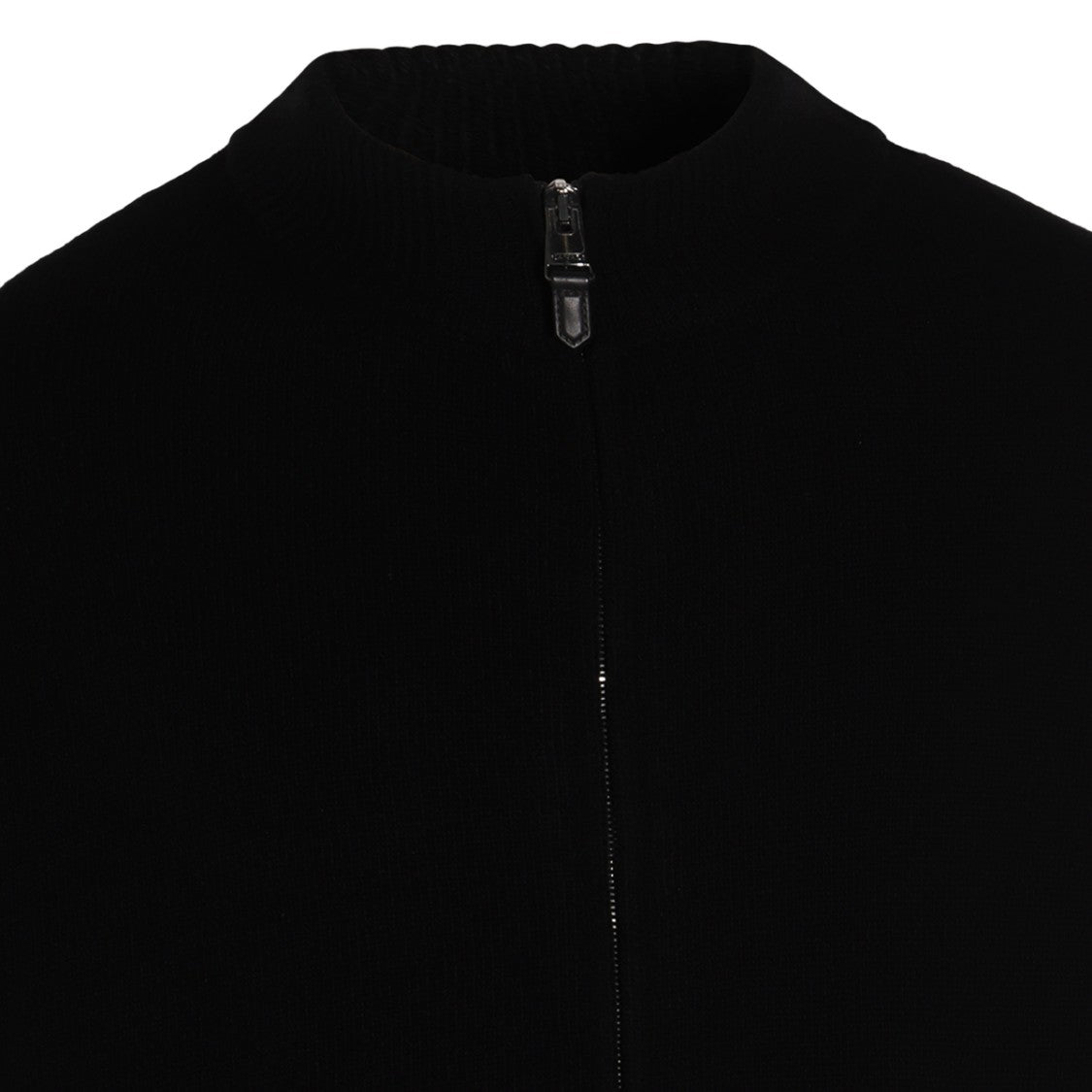 Canali Black Zip-Up Sweater With High Collar