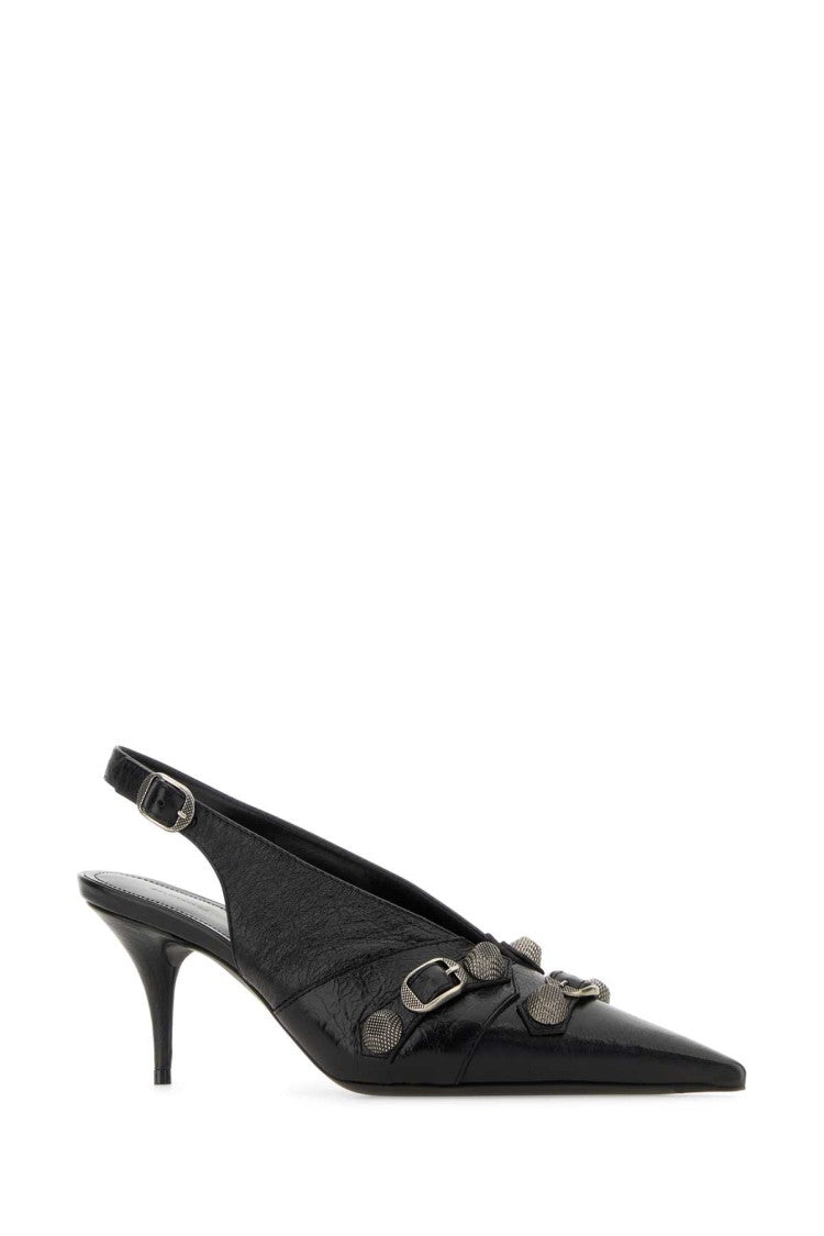 Balenciaga Black Leather Cagole Pumps