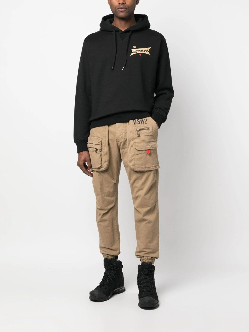 Dsquared2 Logo-Print Black Cotton Hoodie