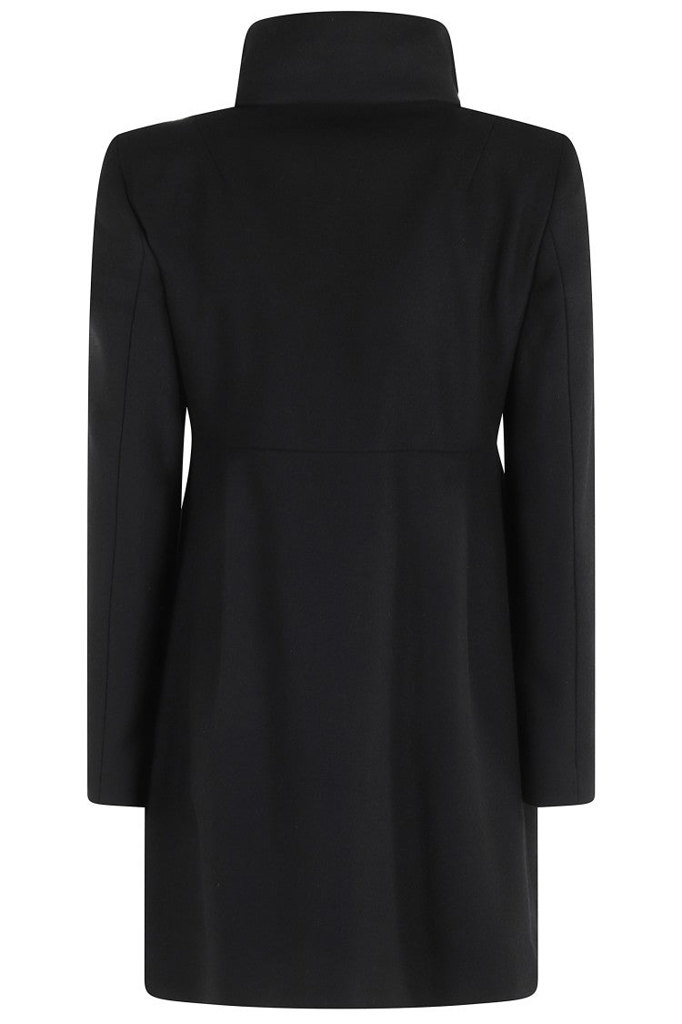 Fay High-Collared Black Wool-Blend Coat