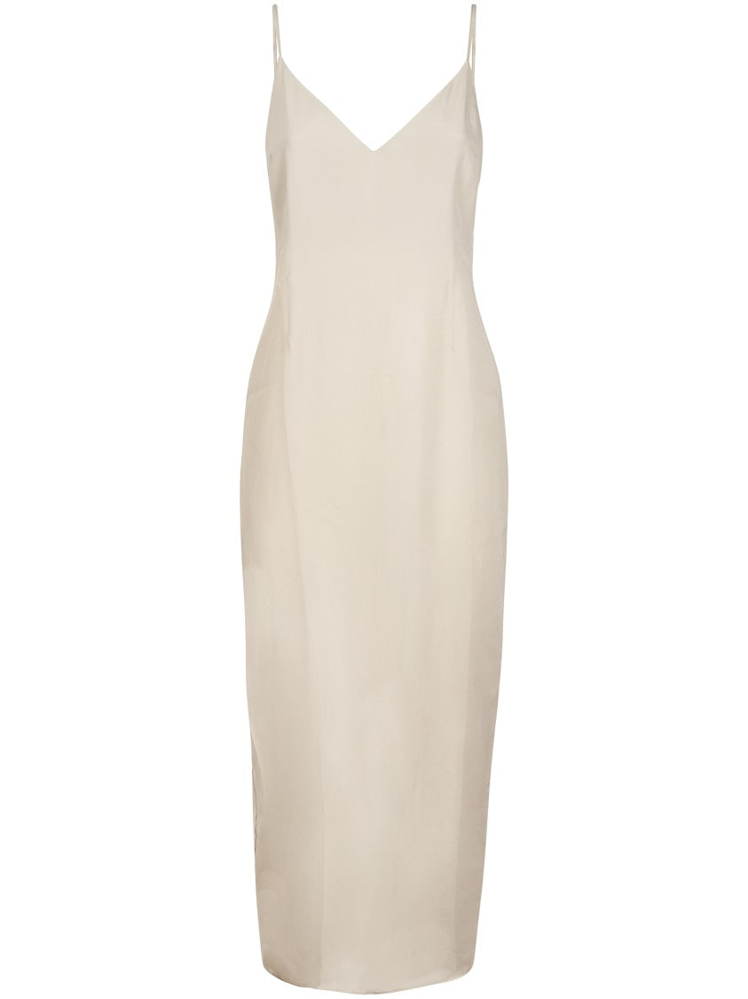 Brunello Cucinelli Ribbed Knit Midi Dress With Keyhole Cutout