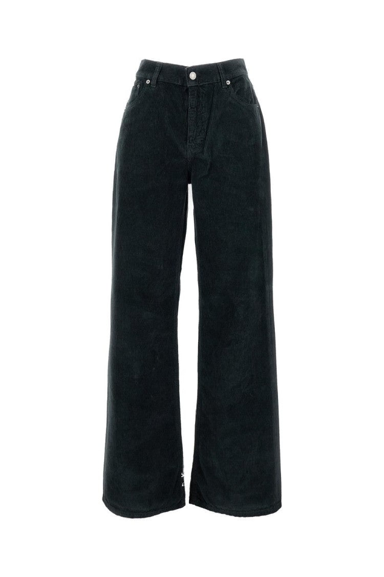 Haikure Wide-Leg Ribbed Cotton Jeans With Leather Logo Tag