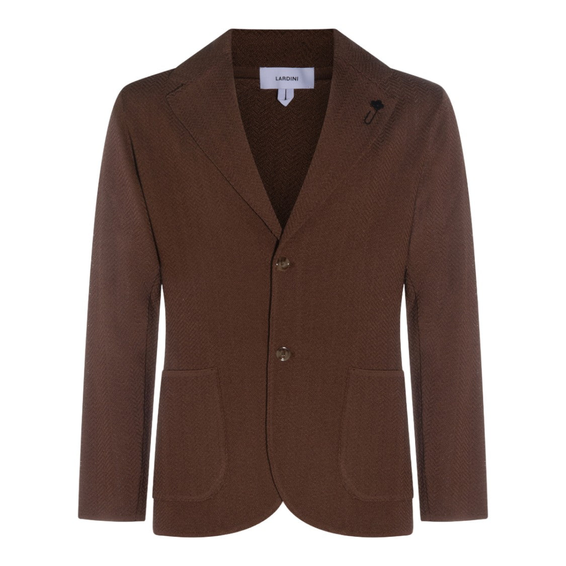 Lardini Textured Brown Blazer With Classic Two-Button Closure