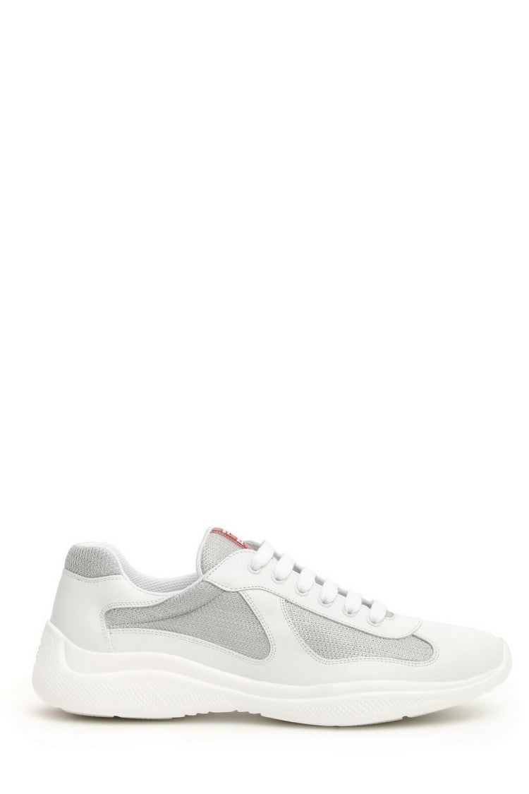 Prada Smooth And Textured Sneakers With Elevated Sole