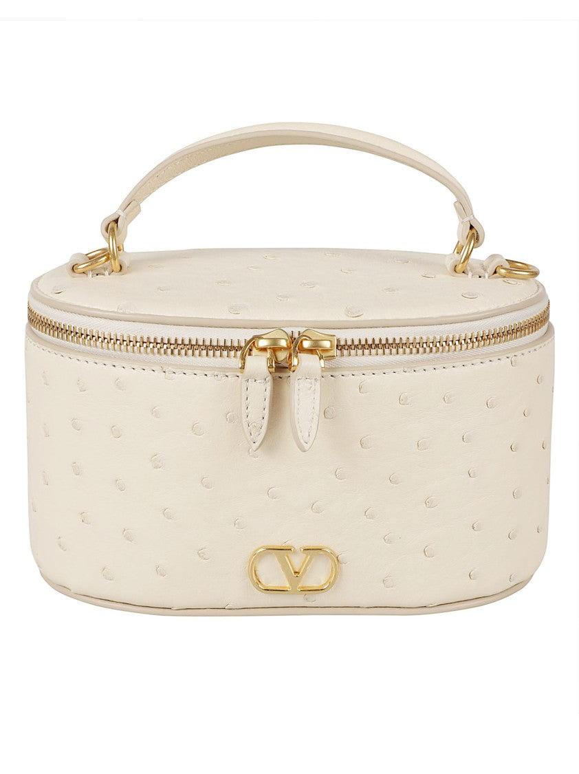 Valentino Garavani Oval-Shaped Bag In Textured Ostrich Leather