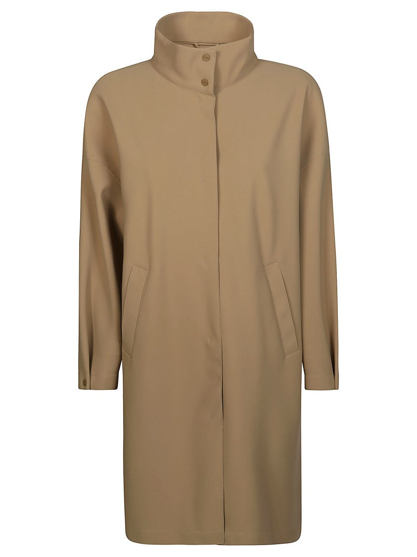 Herno Short Coat In Smooth Neoprene With Stand Collar