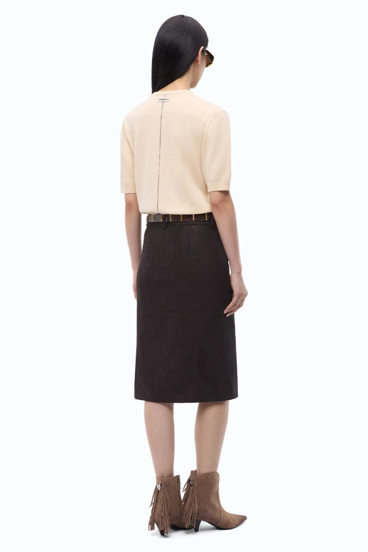 Pinko Butter Yellow Split-Neck Wool-Blend Sweater
