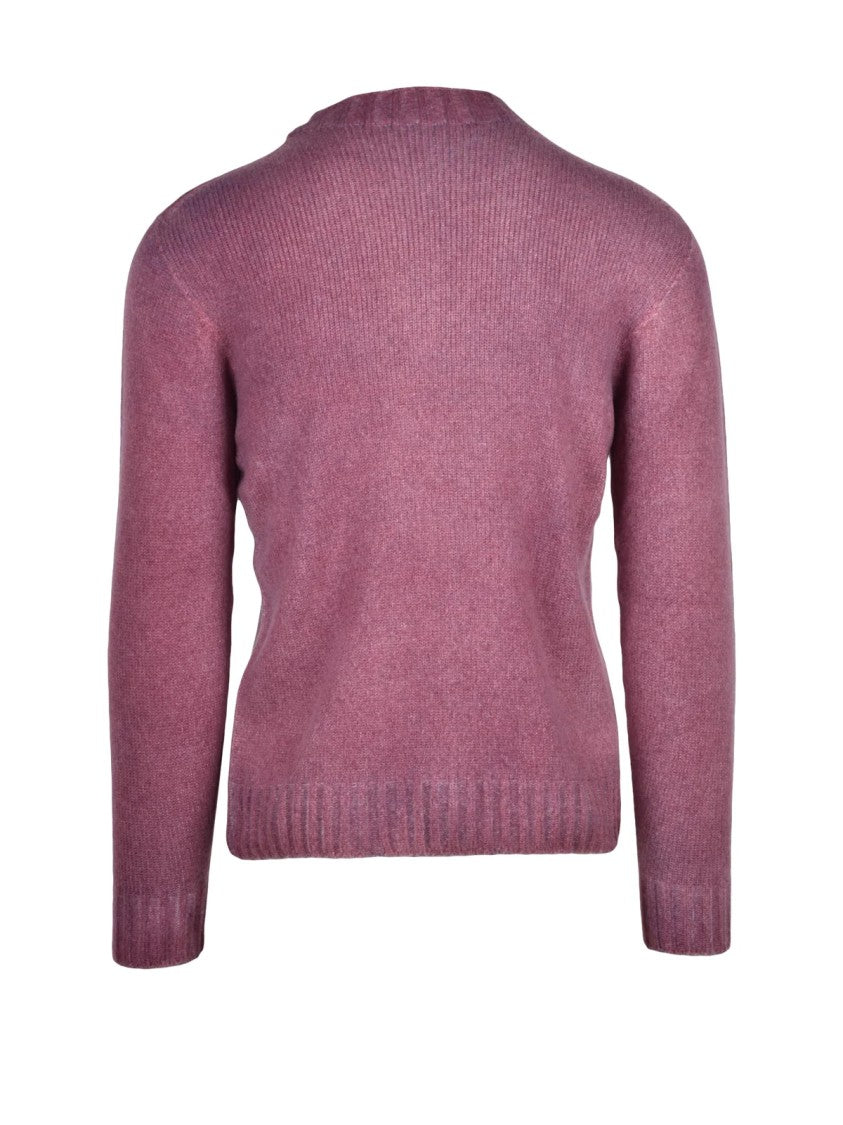 Bob Blue/Bordeaux Virgin Wool Two-Tone Crewneck Sweater