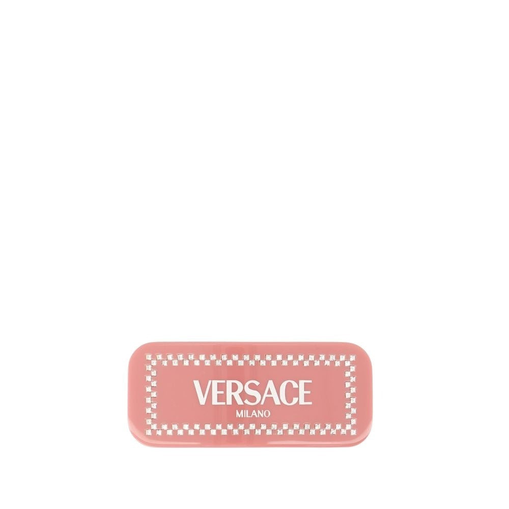 Versace Glossy Rectangular Hair Clip With Sparkling Embellishments