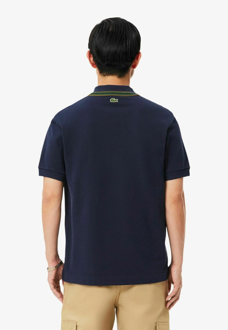 Lacoste Short-Sleeved Contrast-Collar Emblem Polo Shirt