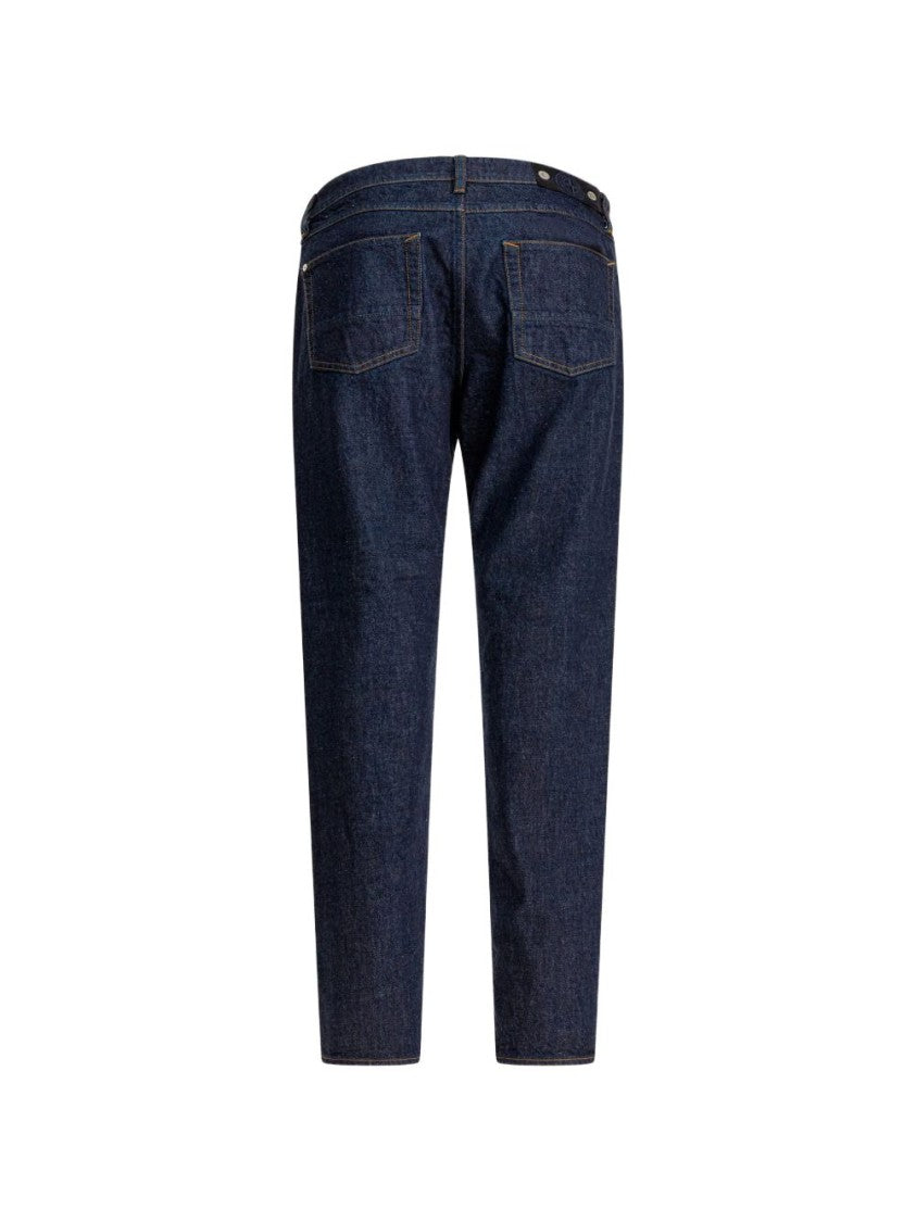 Stone Island Indigo Cotton Denim Contrast Stitching Trousers