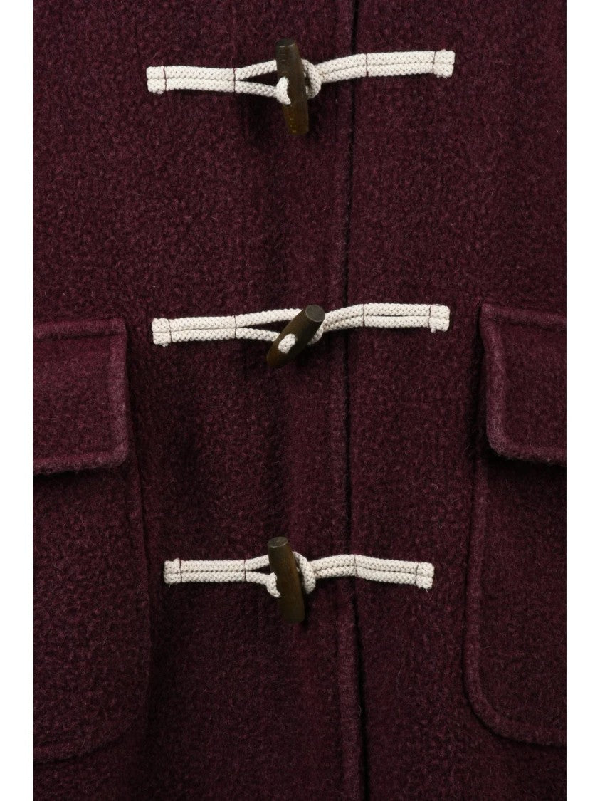 Circolo 1901 Deep Red Virgin Wool-Blend Montgomery Coat