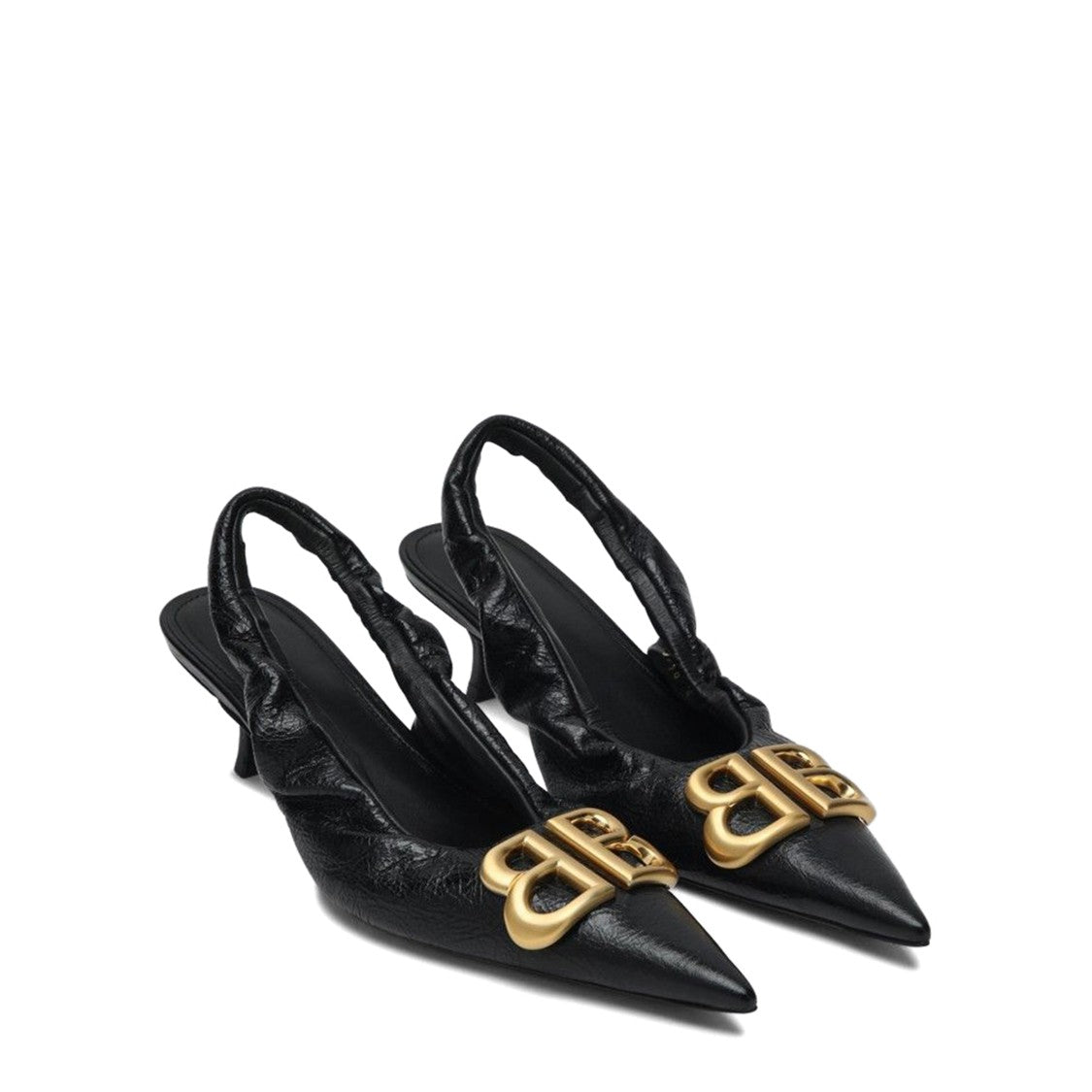 Balenciaga Monaco Slingback Bb With Pointed Toe And Gold Accent