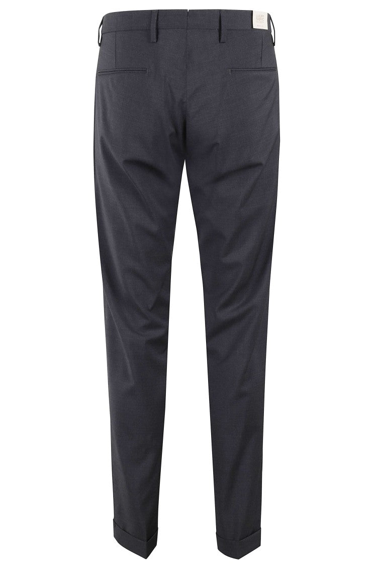 Briglia Dark Gray Slim Front Pulls Wool Straight-Leg Pants