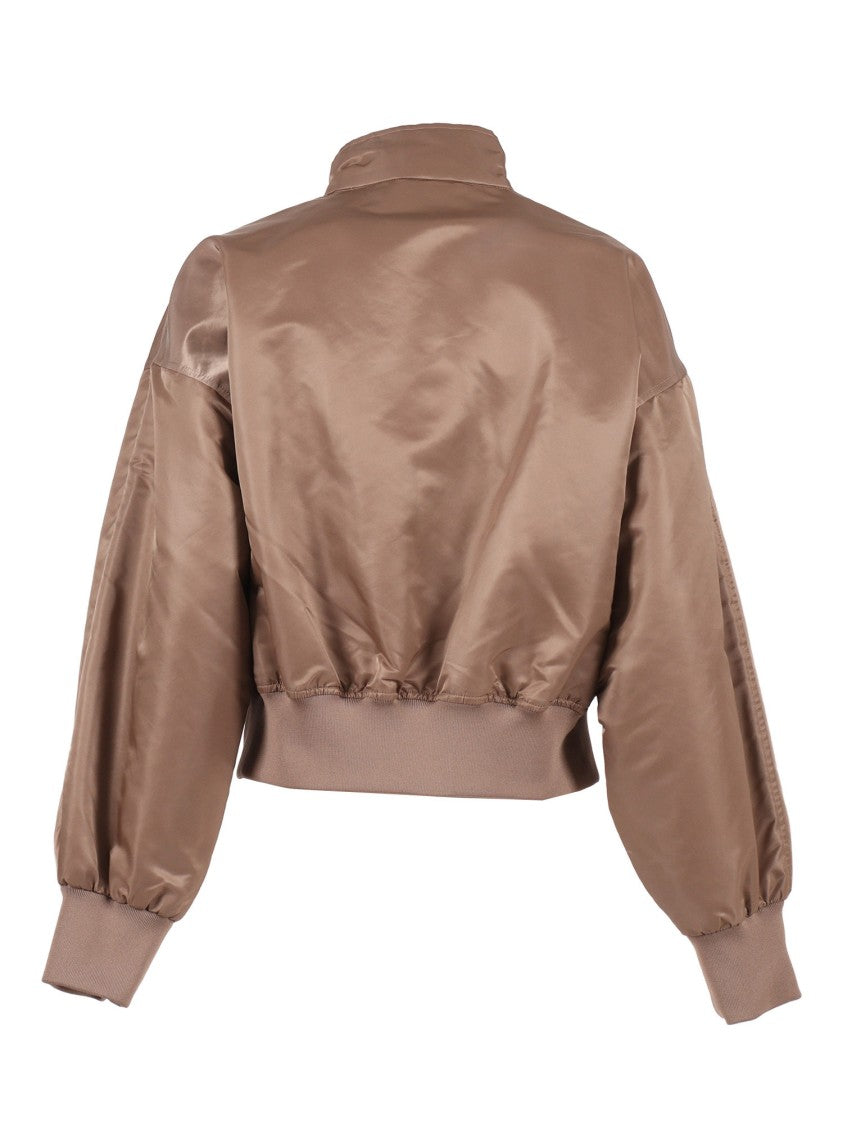 Elisabetta Franchi Brown Cropped Polyamide Jacket