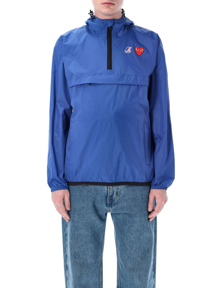 Comme Des Garçons Packable Half-Zip Jacket With Red Heart Print
