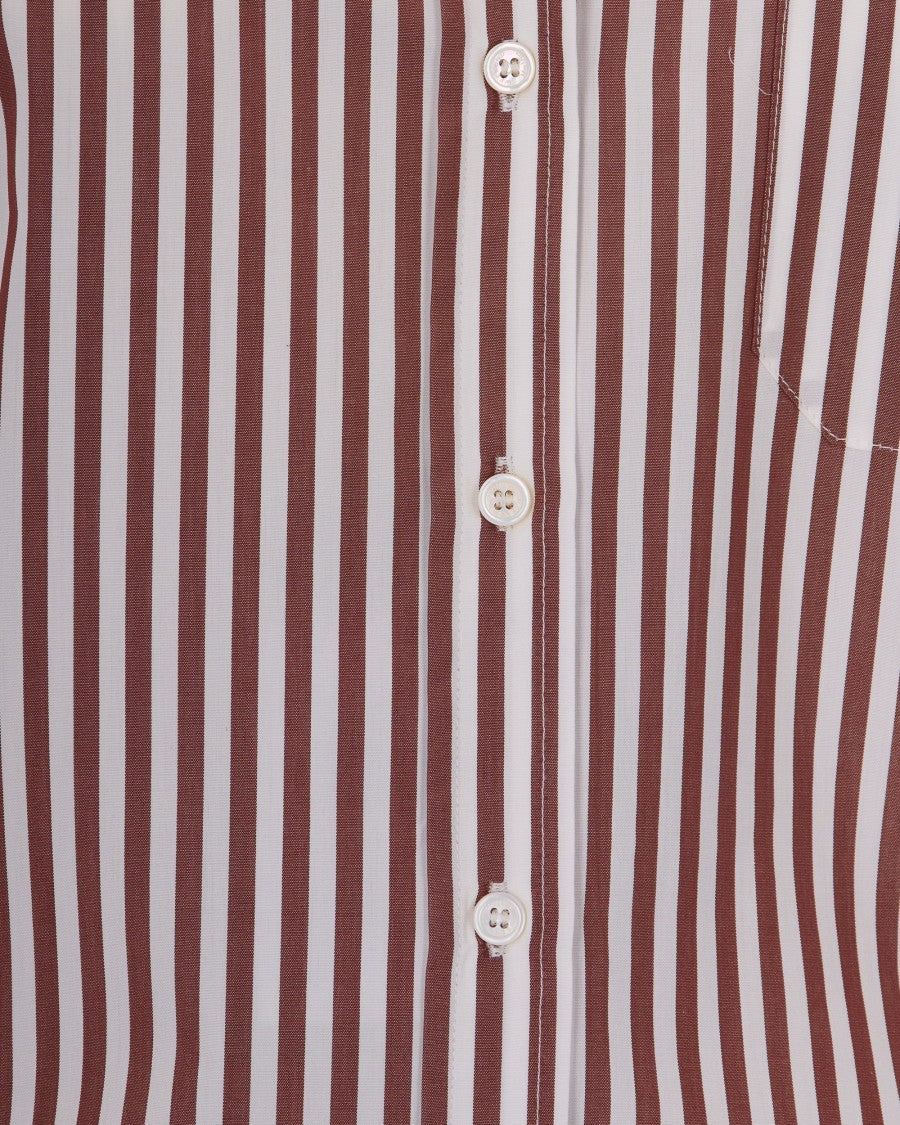Max Mara Terracotta Panetto Striped Cotton Boxy Shirt