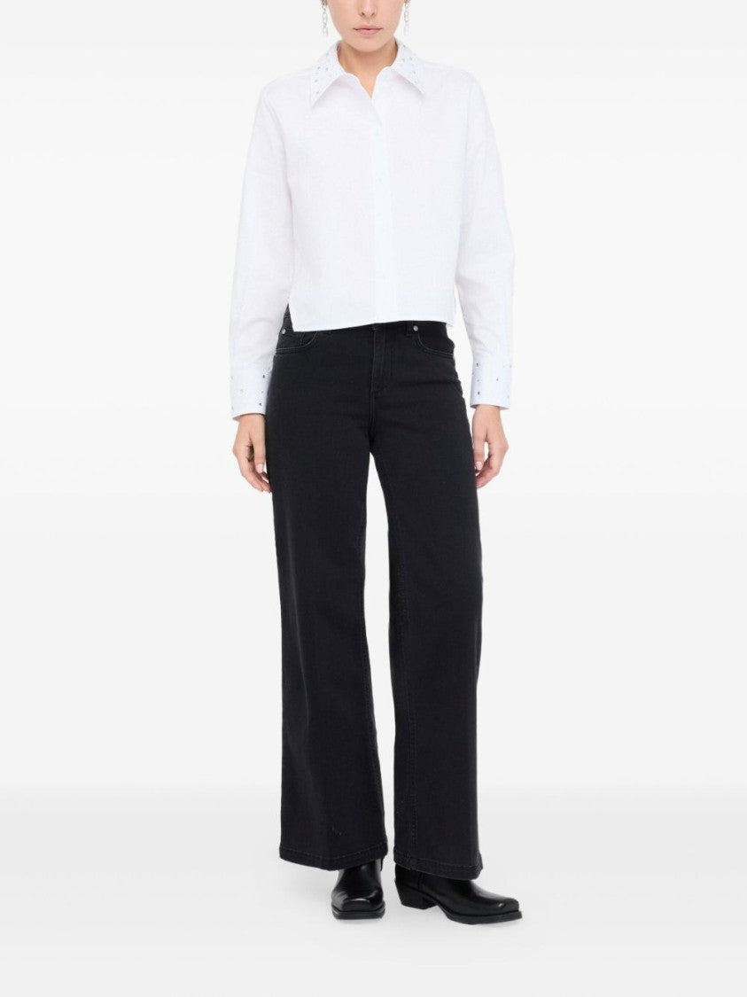 Liu Jo Cropped White Shirt With Classic Collar