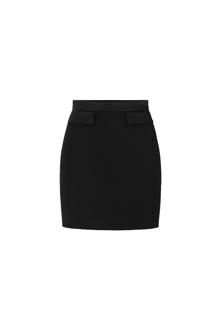 Elisabetta Franchi Black Flap Pocket Viscose-Blend Mini Skirt