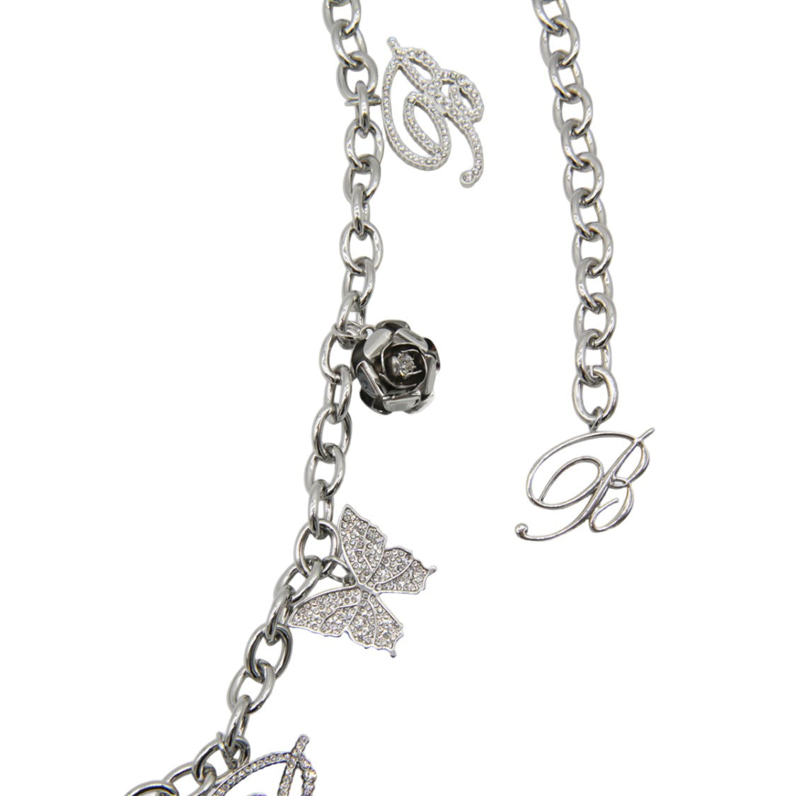Blumarine Silver-Tone Chain Belt With Crystal-Embellished Charms